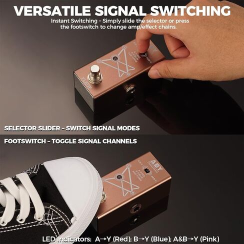 دواسة تأثير الجيتار من ABY Box Line Selector AB للجيتار الكهربائي/الجهير مع غطاء ألومنيوم لمفتاح القدم - تجاوز حقيقي AB-Y in Kuwait