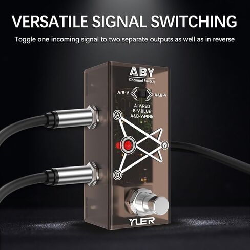 دواسة تأثير الجيتار من ABY Box Line Selector AB للجيتار الكهربائي/الجهير مع غطاء ألومنيوم لمفتاح القدم - تجاوز حقيقي AB-Y in Kuwait