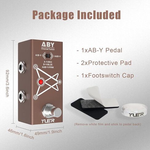 دواسة تأثير الجيتار من ABY Box Line Selector AB للجيتار الكهربائي/الجهير مع غطاء ألومنيوم لمفتاح القدم - تجاوز حقيقي AB-Y in Kuwait