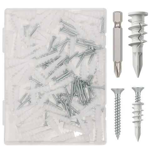 مجموعة 352 قطعة من مراسي ومسامير الحوائط الجافة ذاتية الحفر، 9 مراسي حائط بلاستيكية من النايلون بأحجام مختلفة، مراسي فولاذية مجلفنة، براغي، مراسي باب مجوفة، تحمل ما يصل إلى 75 رطلًا in Kuwait