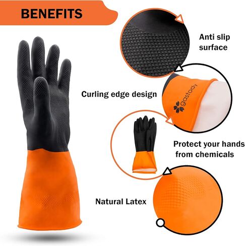 Gastody™ - Chemical Resistant Gloves, Reusable,Heavy Duty Safety Work Gloves,Resist Acid,Oil,Alkali - S-M-L-XL-XXL Size in Kuwait