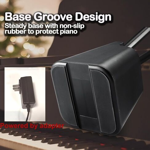 أضواء بيانو LED احترافية لمصابيح البيانو والبيانو المستقيمة مع الإضاءة المحيطة، الوضع المفضل، العناية بالعين، 5 مستويات لدرجات حرارة اللون، 5 مستويات يعتم، قاعدة ثابتة، أسود (إصدار توفير المال) in Kuwait