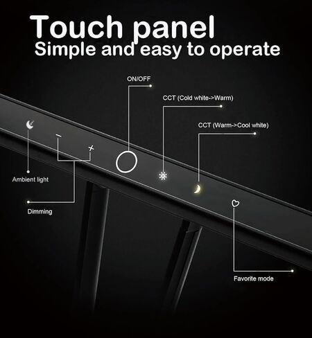 أضواء بيانو LED احترافية لمصابيح البيانو والبيانو المستقيمة مع الإضاءة المحيطة، الوضع المفضل، العناية بالعين، 5 مستويات لدرجات حرارة اللون، 5 مستويات يعتم، قاعدة ثابتة، أسود (إصدار توفير المال) in Kuwait