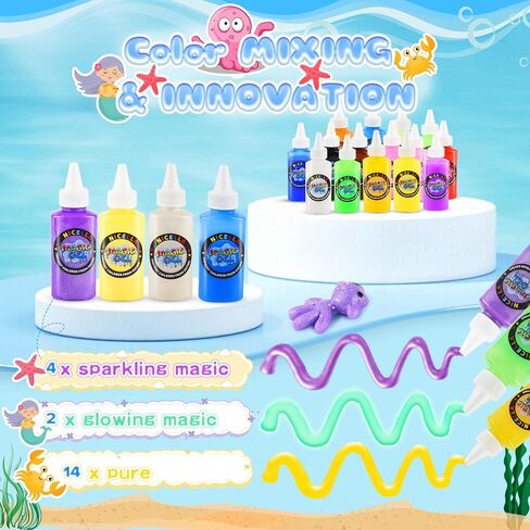 Magic Water Elf Toy Kit, Waters Pets, Aqua Fairy Water Gel Kit with 20 Magic Gels & 24 Shape Molds, DIY Squishy Maker , Summer Activities for Kids，Make Your Own Squishies Toys Crafts for Boys & Girls in Kuwait