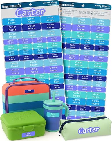 Personalized Daycare Name Labels for Kids (120 Labels) Custom Label for Clothing Tag - Waterproof Name Stickers for Clothing Tags, Bottles, Backpacks and School Supplies (Mystic) in Kuwait