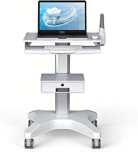 Dental Clinic Trolley Cart with Scanner Holder, Mobile Workstation Equipped Lockable Drawer Silent Wheels with Brakes for Dental Clinic, Beauty Salons, Aluminum Alloy Bracket in Kuwait