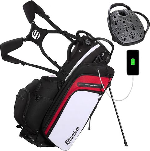 Rubber Lock Top Golf Bag, Lightweight Hybrid Golf Stand Bags with 14 Way Full-Length Dividers, 900D Weather-Resistant Farbic, Cooler Pockets, Ergonomic Adjustable Strap for Men Women in Kuwait
