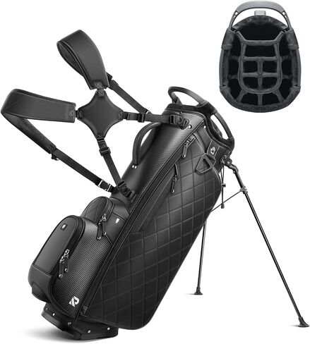 14 Way Golf Stand Bag, Full Length Dividers PU Leather Golf Bag with Plush Top for Men/Women, Waterproof & Versatile Storage Golf Bag with Cooler, Rain Cover and Removable Straps in Kuwait