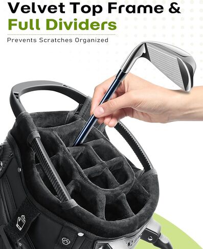 14 Way Golf Stand Bag, Full Length Dividers PU Leather Golf Bag with Plush Top for Men/Women, Waterproof & Versatile Storage Golf Bag with Cooler, Rain Cover and Removable Straps in Kuwait