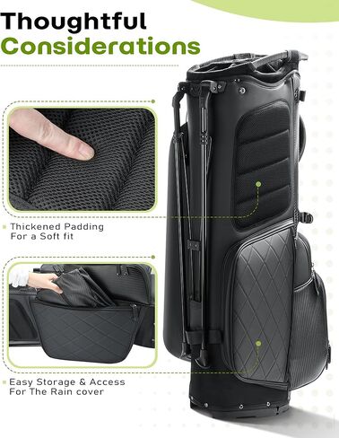 14 Way Golf Stand Bag, Full Length Dividers PU Leather Golf Bag with Plush Top for Men/Women, Waterproof & Versatile Storage Golf Bag with Cooler, Rain Cover and Removable Straps in Kuwait