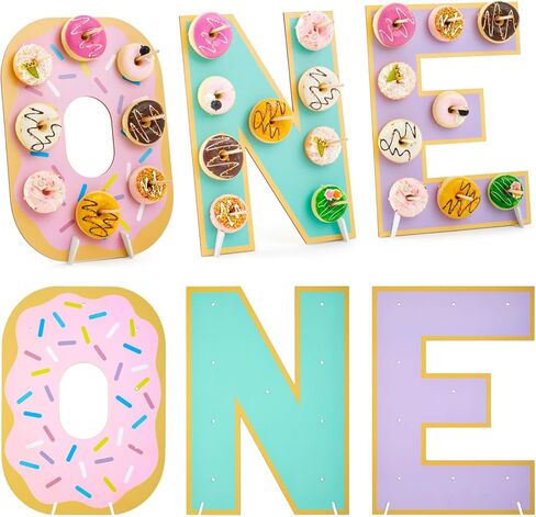 Lallisa 3 Pack Sweet One Donut Stands, Wooden Doughnut Display Stand, Donut Holders for Dessert Table Sweet One Theme Decorations 1st Birthday Party in Saudi Arabia