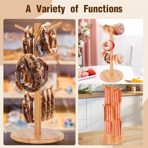 حامل البريتزل، حامل البريتزل، حامل البريتزل على شكل شجرة من الخشب لعرض البريتزل وحامل السجق المعلق يحتوي على 6 أعمدة لحفلة أكتوبر (6.29 × 6.29 × 12.59 بوصة) in Kuwait