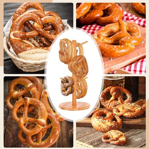 حامل البريتزل، حامل البريتزل، حامل البريتزل على شكل شجرة من الخشب لعرض البريتزل وحامل السجق المعلق يحتوي على 6 أعمدة لحفلة أكتوبر (6.29 × 6.29 × 12.59 بوصة) in Kuwait