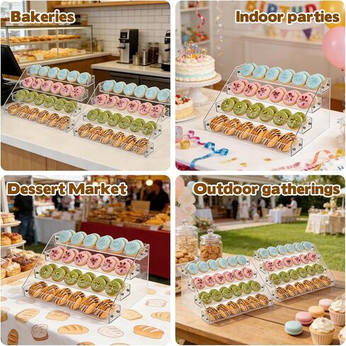 2 Pack 4 Tier Cookie Display Stand Clear Acrylic Tiered Tiered Dessert Stand for Bakers Vendors Parties Craft Fairs Market Booths Cookie Display Stand for Cupcakes Dessert Display in Kuwait