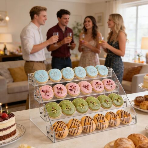 2 Pack 4 Tier Cookie Display Stand Clear Acrylic Tiered Tiered Dessert Stand for Bakers Vendors Parties Craft Fairs Market Booths Cookie Display Stand for Cupcakes Dessert Display in Kuwait