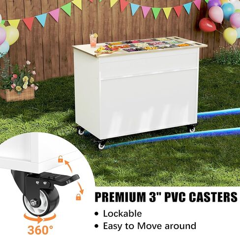 GDLF Charcuterie Cart with Stainless Steel Food Pans, Mobile Pizza Topping & Salad Bar Station, Buffet Serving Table for Home, Party & Catering in Kuwait