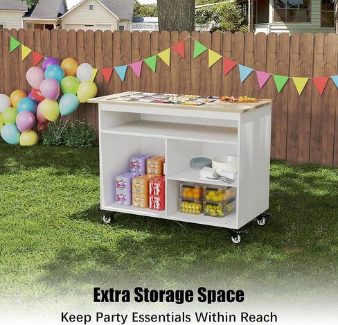 GDLF Charcuterie Cart with Stainless Steel Food Pans, Mobile Pizza Topping & Salad Bar Station, Buffet Serving Table for Home, Party & Catering in Kuwait