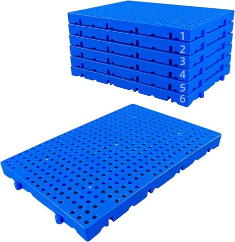 منصات بلاستيكية مستديرة 6 قطع للتخزين في الطابق السفلي، 23.6 × 11.8 × 1.18 بوصة - منصة تهوية قابلة للتنفس، منصة أرضية، تنطبق على المرآب، المطبخ، غرف التخزين، سوبر ماركت للمنصات البلاستيكية in Kuwait