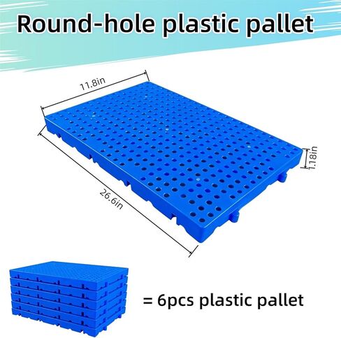 منصات بلاستيكية مستديرة 6 قطع للتخزين في الطابق السفلي، 23.6 × 11.8 × 1.18 بوصة - منصة تهوية قابلة للتنفس، منصة أرضية، تنطبق على المرآب، المطبخ، غرف التخزين، سوبر ماركت للمنصات البلاستيكية in Kuwait