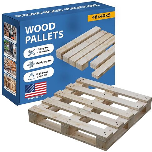 Greaton، مجموعة منصات خشبية مقاس 48 × 40 × 5، خشب صنوبر عالي التحمل من الدرجة الصناعية، حزمة مسطحة غير مجمعة، قابلة للتكديس وإعادة الاستخدام، منصة نقالة أرضية خفيفة الوزن، مستودع، سوبر ماركت وتخزين داخلي، حزمة واحدة in Kuwait