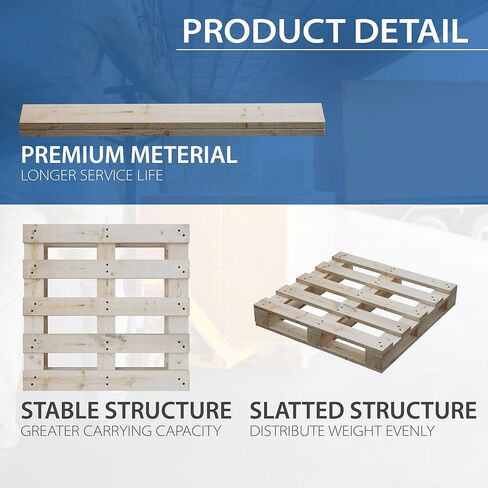 Greaton، مجموعة منصات خشبية مقاس 48 × 40 × 5، خشب صنوبر عالي التحمل من الدرجة الصناعية، حزمة مسطحة غير مجمعة، قابلة للتكديس وإعادة الاستخدام، منصة نقالة أرضية خفيفة الوزن، مستودع، سوبر ماركت وتخزين داخلي، حزمة واحدة in Kuwait