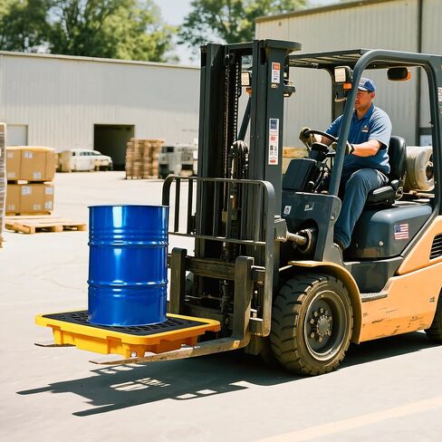 منصة نقالة لاحتواء الانسكابات مقاس 26.4 بوصة × 26.4 بوصة × 6 بوصة - صينية بلاستيكية قابلة للفصل مانعة للتسرب ومضادة للانزلاق مع تصريف - للاستخدامات الصناعية/الخارجية (قطعة واحدة) in Kuwait