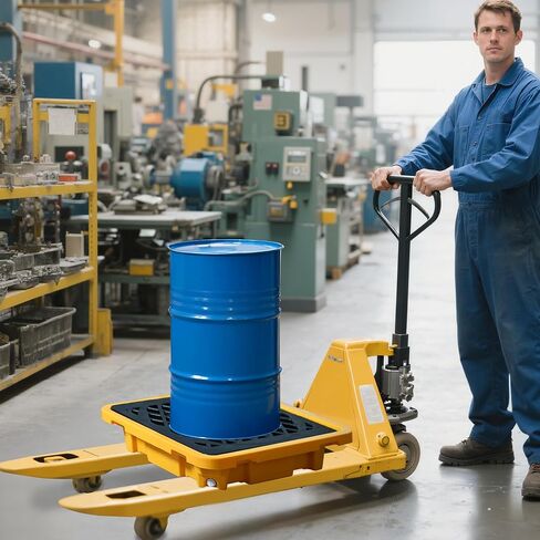 منصة نقالة لاحتواء الانسكابات مقاس 26.4 بوصة × 26.4 بوصة × 6 بوصة - صينية بلاستيكية قابلة للفصل مانعة للتسرب ومضادة للانزلاق مع تصريف - للاستخدامات الصناعية/الخارجية (قطعة واحدة) in Kuwait