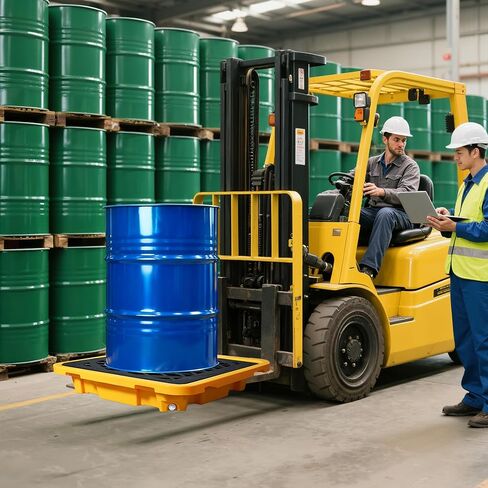 منصة نقالة لاحتواء الانسكابات مقاس 26.4 بوصة × 26.4 بوصة × 6 بوصة - صينية بلاستيكية قابلة للفصل مانعة للتسرب ومضادة للانزلاق مع تصريف - للاستخدامات الصناعية/الخارجية (قطعة واحدة) in Kuwait