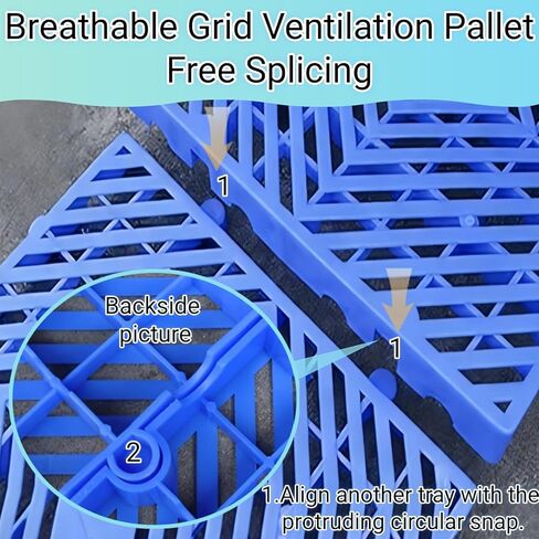 لوح بلاستيكي معيني 6ps، لوح تهوية شبكي قابل للتنفس للربط المجاني، 23.6 × 11.8 × 1.18 بوصة - منصة تحميل أرضية خفيفة الوزن تصل إلى 4500 رطل، تنطبق على المرآب والمطبخ والسوبر ماركت... in Kuwait