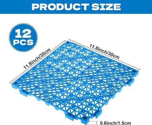 12 قطعة من المنصات البلاستيكية خفيفة الوزن القابلة للتعشيش، منصة بلاستيكية للتخزين في الطابق السفلي من الداخل والخارج، تبقي البضائع بعيدًا عن الجوانب السفلية الرطبة (11.8 بوصة * 11.8 بوصة) in Kuwait