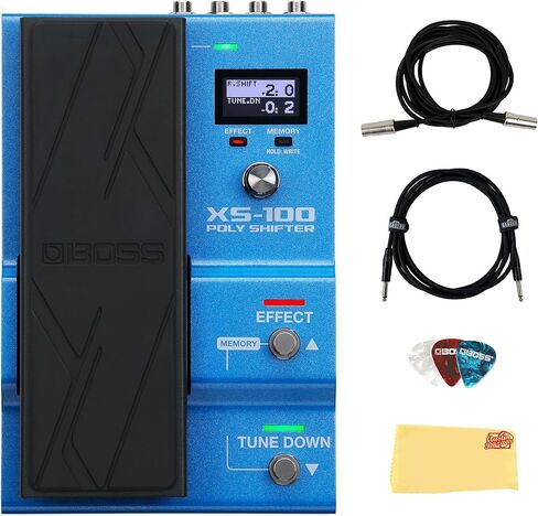 مجموعة دواسة ناقل الحركة من Boss XS-100 مع مصدر طاقة Gearlux، وكابلات الأدوات وMIDI، واللقطات، وقماش تلميع Austin Bazaar in Saudi Arabia