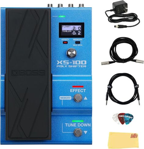 مجموعة دواسة ناقل الحركة من Boss XS-100 مع مصدر طاقة Gearlux، وكابلات الأدوات وMIDI، واللقطات، وقماش تلميع Austin Bazaar in Kuwait