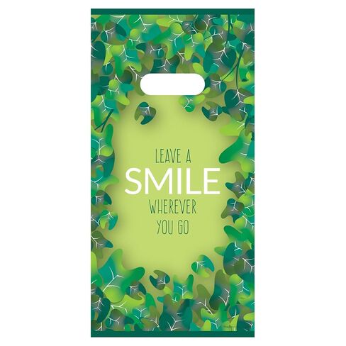 Practicon Leave a Smile 8" x 10" Dental Giveaway Bag, Dental Hygiene Patient Care Goodie Bag, Dentist Office Plastic Gift Bags, 100 Pack in Saudi Arabia