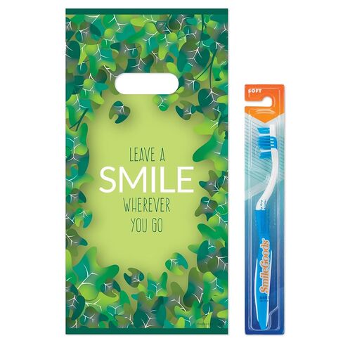 Practicon Leave a Smile 8" x 10" Dental Giveaway Bag, Dental Hygiene Patient Care Goodie Bag, Dentist Office Plastic Gift Bags, 100 Pack in Saudi Arabia