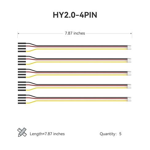 HY2.0-4Pin to 2.54mm Pitch 1P Female Connector, 20cm Length, Tinned Copper Wire, 1007 24#AWG Standard Cable in Kuwait
