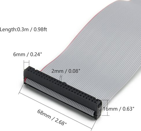 Fielect 2pcs IDC 50 Pin Connector Gray Wire Flat Ribbon Cable Connector Length 30cm 2.54mm Pitch in Saudi Arabia