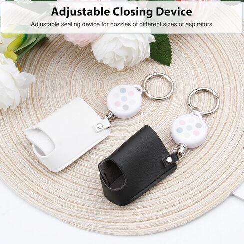 2 Pcs Asthma Inhaler Holder keychain,Leather Portable Asthma Inhaler Holder,with Retractable Keychain Inhalers Case,Holders for Adults Travel Handy,Inhalers Not Included (Black+White) in Kuwait