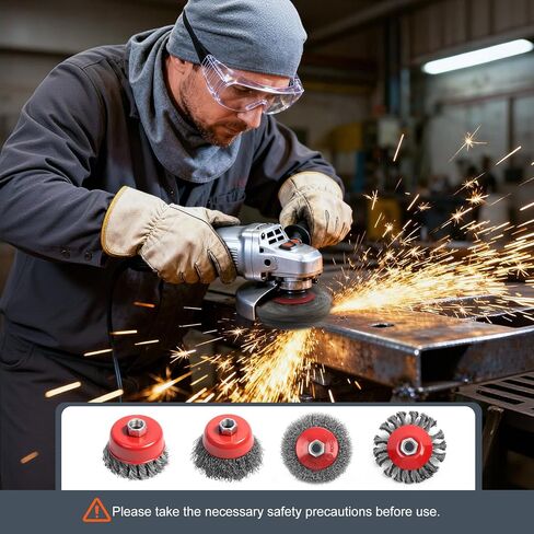 12 حزمة عجلة سلكية لمطحنة الزوايا، عجلات مجعدة خشنة معقودة، فرشاة أكواب من أسلاك الفولاذ الكربوني لمطحنة زاوية 4-1/2 بوصة مع عمود ملولب 5/8-11UNC لإزالة الصدأ شديد التحمل، وتلميع in Kuwait