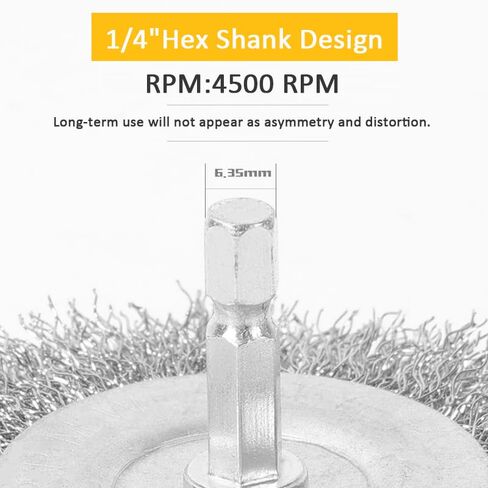 3PC Brass Coated Wire Wheel Brush Kit for Drill, Crimped Cup Brush with 1/4-Inch Shank,0.13mm Coated Brass Wire Brushes, for Fast Removal of Rust, Paint and Scale from Metal and Wood in Kuwait