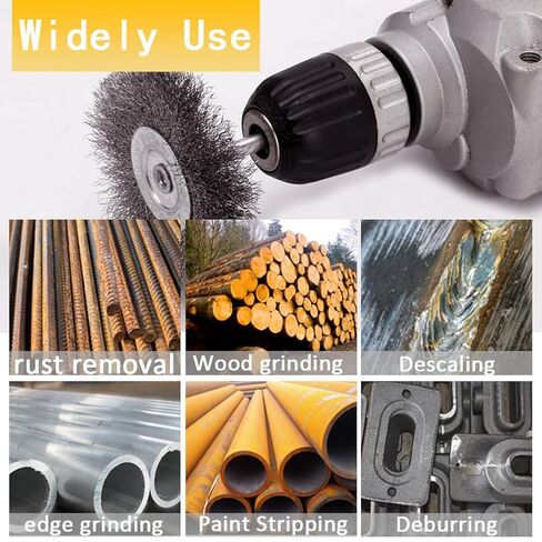 3PC Brass Coated Wire Wheel Brush Kit for Drill, Crimped Cup Brush with 1/4-Inch Shank,0.13mm Coated Brass Wire Brushes, for Fast Removal of Rust, Paint and Scale from Metal and Wood in Kuwait