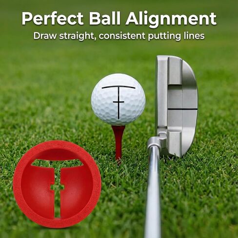 Golf Ball Alignment Tool Set, 3-Pack Ball Marker with Alignment Line + Marker Pen, Improve Putting Accuracy & Consistency, Easy Draw Straight Line for Training & Practice in Saudi Arabia