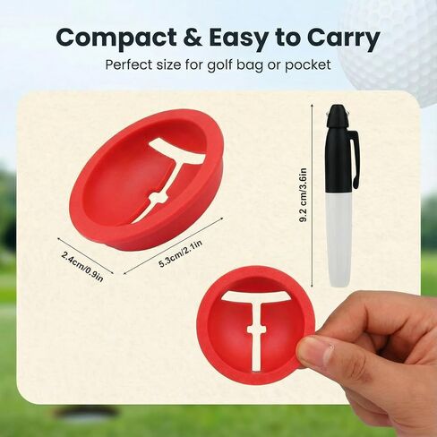 Golf Ball Alignment Tool Set, 3-Pack Ball Marker with Alignment Line + Marker Pen, Improve Putting Accuracy & Consistency, Easy Draw Straight Line for Training & Practice in Saudi Arabia
