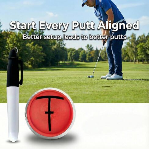 Golf Ball Alignment Tool Set, 3-Pack Ball Marker with Alignment Line + Marker Pen, Improve Putting Accuracy & Consistency, Easy Draw Straight Line for Training & Practice in Saudi Arabia