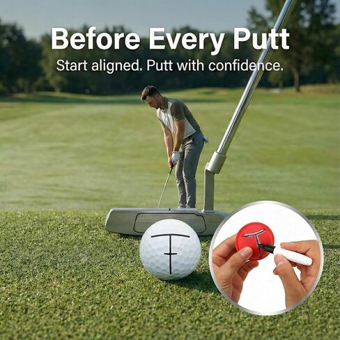 Golf Ball Alignment Tool Set, 3-Pack Ball Marker with Alignment Line + Marker Pen, Improve Putting Accuracy & Consistency, Easy Draw Straight Line for Training & Practice in Saudi Arabia