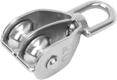 2PCS Lifting Sheave 304 Stainless Steel Fixed Pulley M20 Double Wheel Heavy Duty 75KG Load Capacity for Hanging Heavy Objects in Saudi Arabia