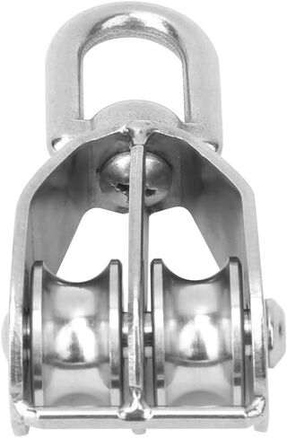 2PCS Lifting Sheave 304 Stainless Steel Fixed Pulley M20 Double Wheel Heavy Duty 75KG Load Capacity for Hanging Heavy Objects in Saudi Arabia