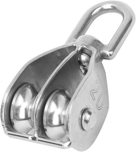 2PCS Lifting Sheave 304 Stainless Steel Fixed Pulley M20 Double Wheel Heavy Duty 75KG Load Capacity for Hanging Heavy Objects in Saudi Arabia