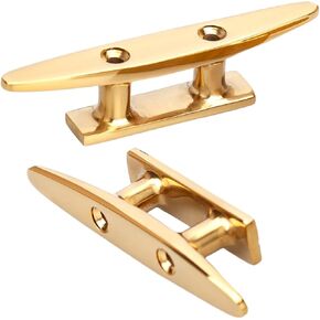 Brass Boat Cleats, 2 Pcs Dock Cleat with Fastener, 316 Stainless Steel, Gold Open Base Boat Cleats Suitable for Boats or Nautical Decoration Heavy Duty Mooring Accessories in Saudi Arabia