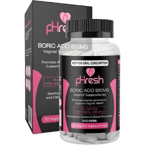 تحاميل حمض البوريك للنساء من فريش، تحاميل لاستخدام الرائحة، العناية الأنثوية الطبيعية تدعم صحة المهبل وتعزز توازن درجة الحموضة الصحية - صنع في الولايات المتحدة الأمريكية in Kuwait