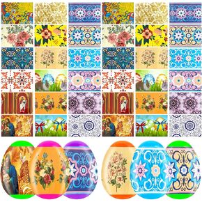 Easter Egg Shrink Wrap Decorations, 36 Pieces Religious Thermo Heat Shrink Sleeves for Pysanka Ukrainian Pysanky Party Supplies Traditional Easter Eggs Wraps Decorating Kit in Kuwait